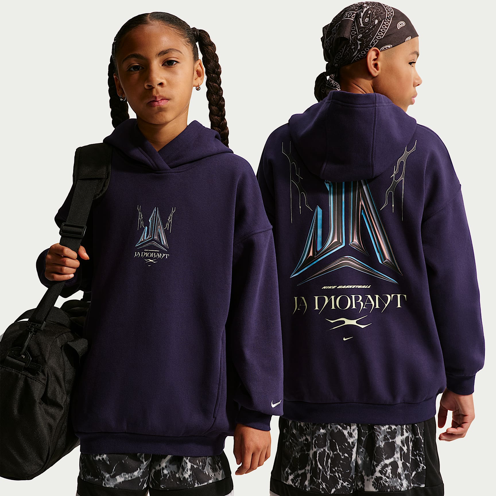 Ja Older Kids' Club Fleece Oversized Hoodie. Nike ID